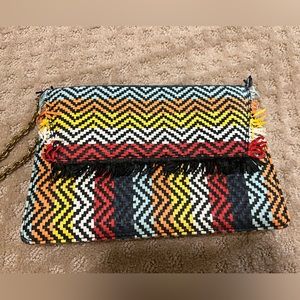 Raffia Chevron Bag Crossbody / Clutch